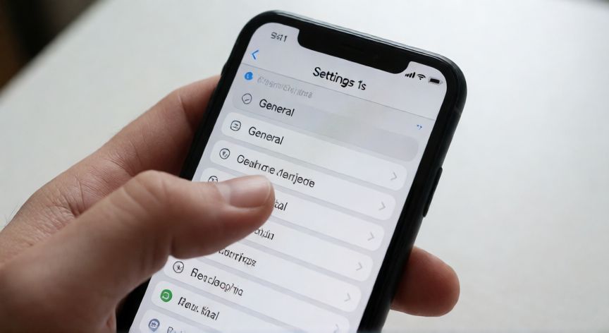 como hacer nuevo un iphone 11, Pantalla de ajustes del iPhone 11 seleccionando la opción General