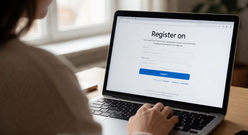 Persona registrándose en la web de Temu desde un portátil