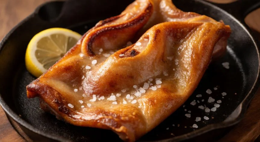 como hacer oreja a la plancha, Oreja de cerdo a la plancha dorada y crujiente en sartén
