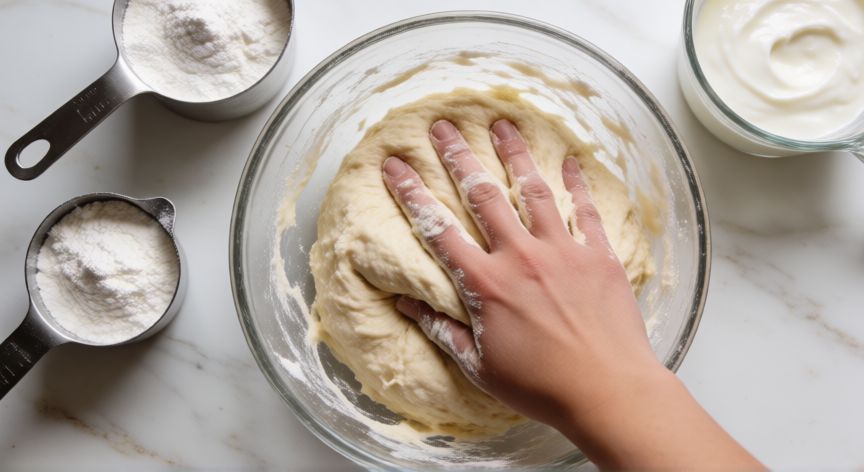como hacer pan alto en proteina, Proceso de amasado de masa de pan con ingredientes proteicos como leche en polvo