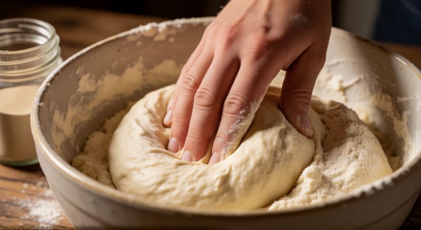 Preparación de la masa de pan rápido en un bol