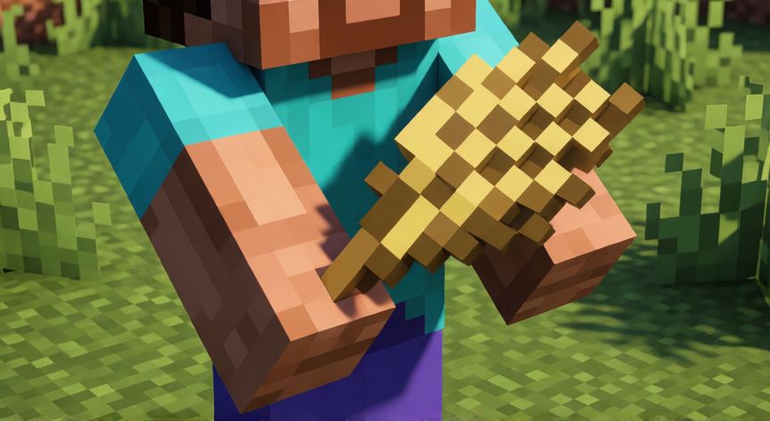 como hacer pan en survivalcraft 2, Personaje sosteniendo trigo en Survivalcraft 2