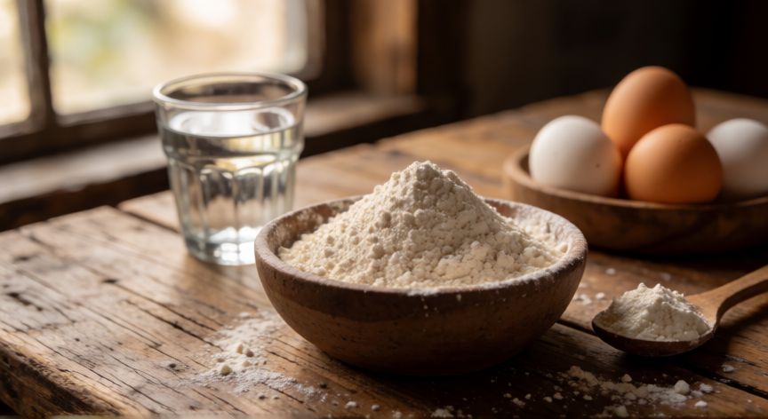 como hacer pan integral saludable en casa, Ingredientes básicos para pan integral: harina de trigo entero y agua