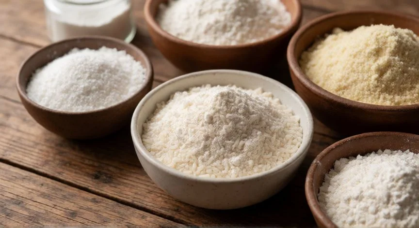 Harinas sin gluten y goma xántica listas para preparar pan