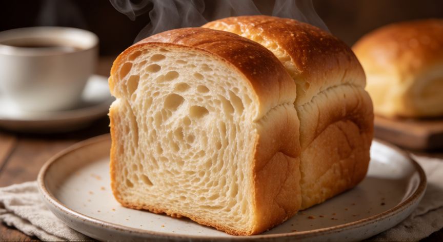 como hacer pan tanta wawa, Rebanada de pan tanta wawa mostrando miga húmeda y esponjosa