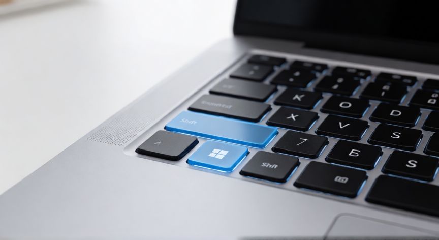 como hacer pantallazo en windows, Teclado de portátil mostrando las teclas para atajo de captura en Windows
