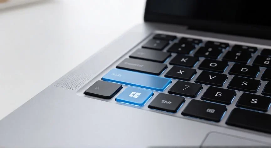 Teclado de portátil mostrando las teclas para atajo de captura en Windows