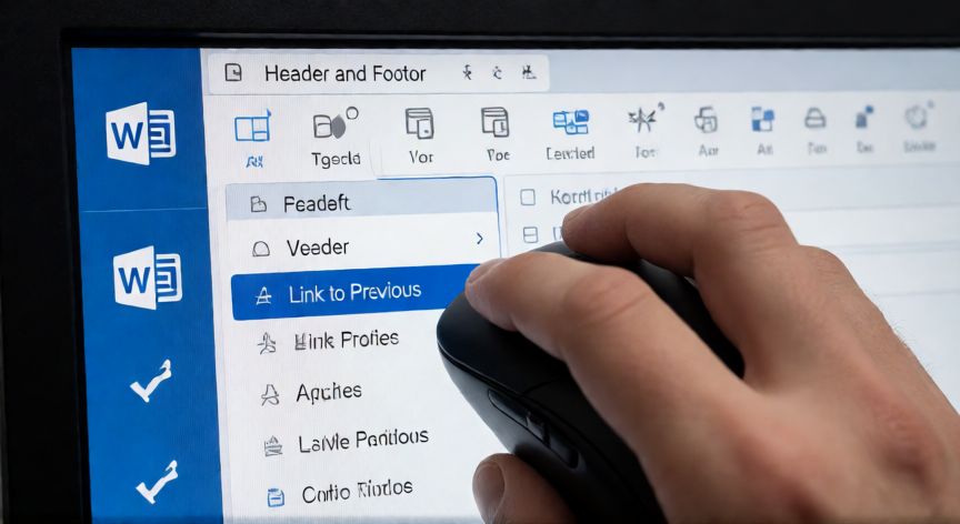 Interfaz de Word mostrando la opción desvincular encabezados