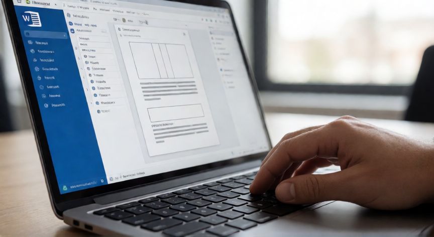Persona editando un documento en Microsoft Word en una laptop