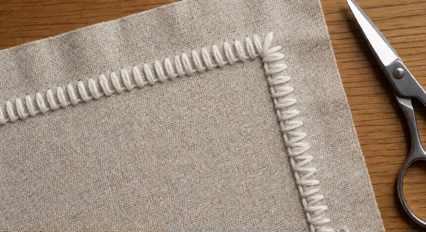 como hacer punto de incrustación paso a paso, Máquina de coser pasando zig-zag sobre borde de encaje incrustado