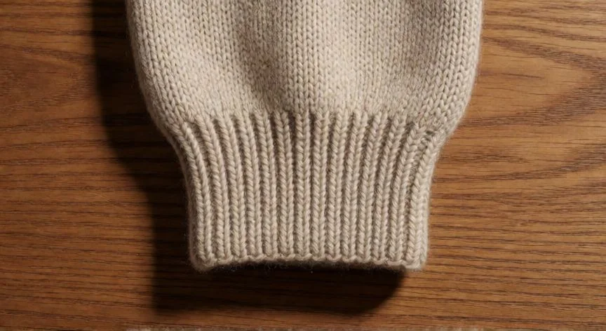 como hacer punto elastico a crochet, Puño elástico de crochet terminado en lana gris junto a materiales de costura
