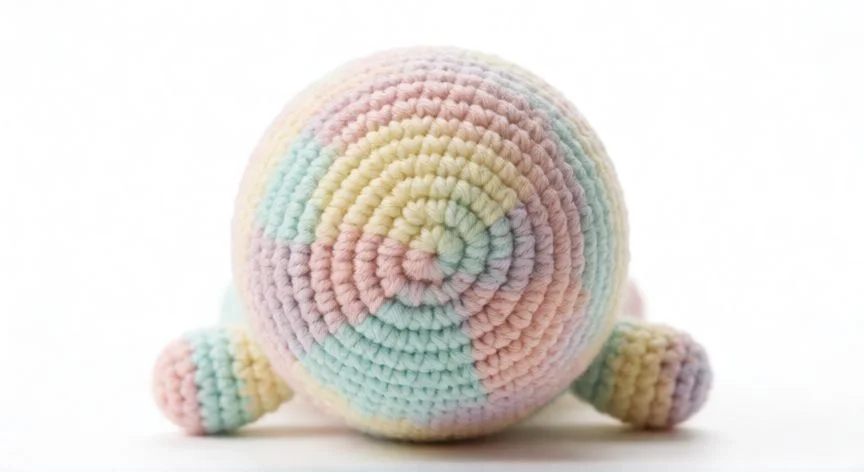 como hacer punto invisible a crochet, Cabeza de amigurumi a crochet con marcador y ganchillo en mesa
