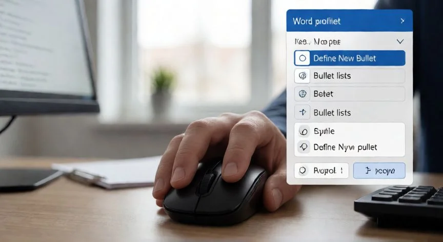 como hacer punto negro en word, Personalización de viñetas en Word mediante el menú de definiciones nuevas