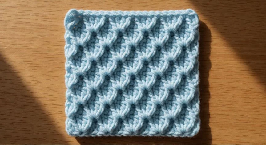 como hacer punto picot crochet, Mantita de bebé rosa con borde picot abierto sobre mesa de madera
