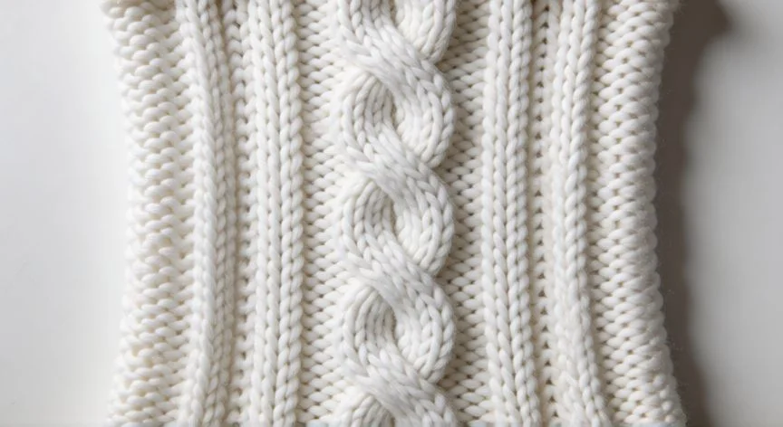 como hacer punto trenza a dos agujas, Muestra terminada de punto trenza a dos agujas con fondo revés