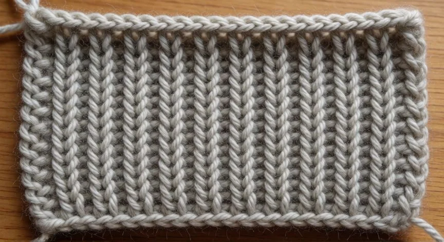 como hacer punto tunecino a crochet, Muestra de crochet tunecino con textura de rombos en tonos terracota y verde salvia