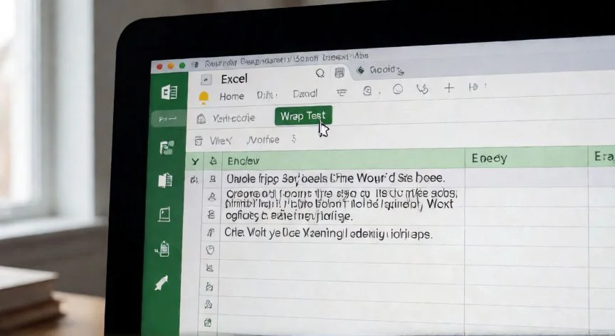 como hacer punto y aparte en excel, Interfaz de Excel en Mac seleccionando la opción de romper líneas en el menú