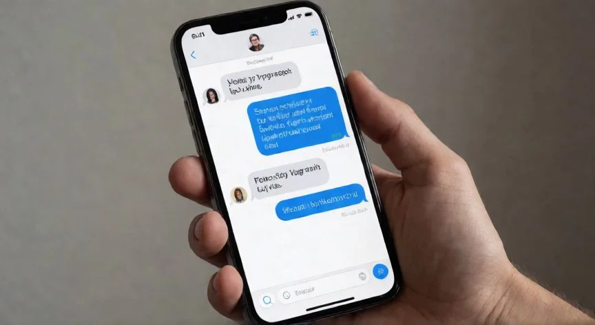 como hacer punto y aparte en whatsapp, Mano sosteniendo un teléfono con un mensaje de texto bien formateado y espaciado