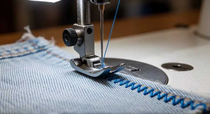 cómo hacer punto zig zag, Bordado a mano con punto zigzag en bastidor de madera sobre tela de lino