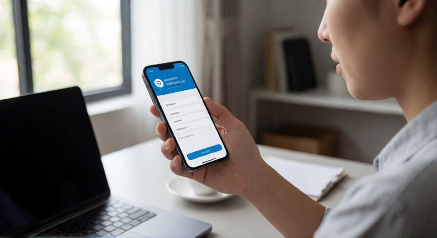 Persona utilizando el teléfono móvil para contactar con soporte de Amazon