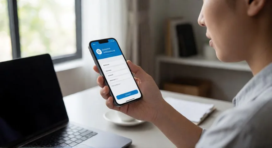 Persona utilizando el teléfono móvil para contactar con soporte de Amazon