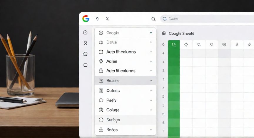 como hacer que cada celda se ajuste al texto, Menú contextual ajustando columnas automáticamente en Google Sheets
