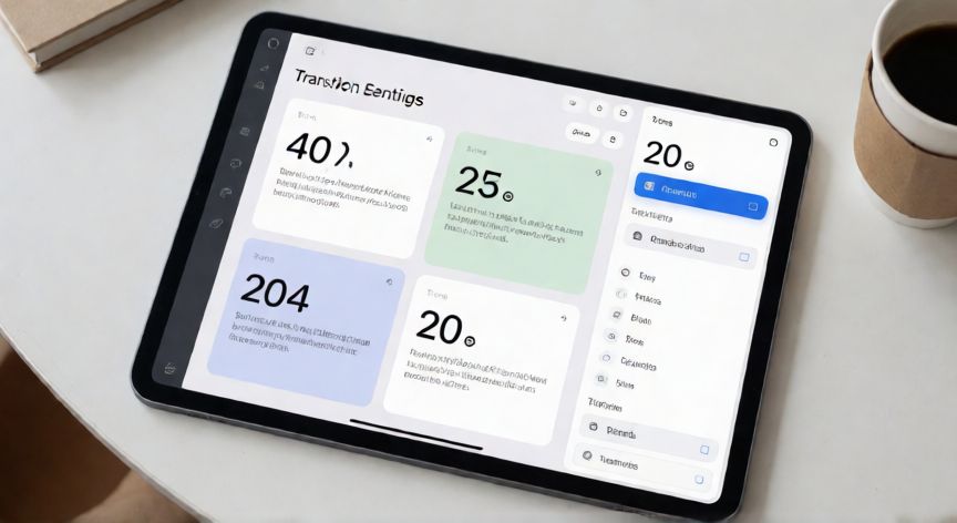 como hacer que cada diapositiva dure 20 segundos, Interfaz de software de presentación ajustando la duración de transición