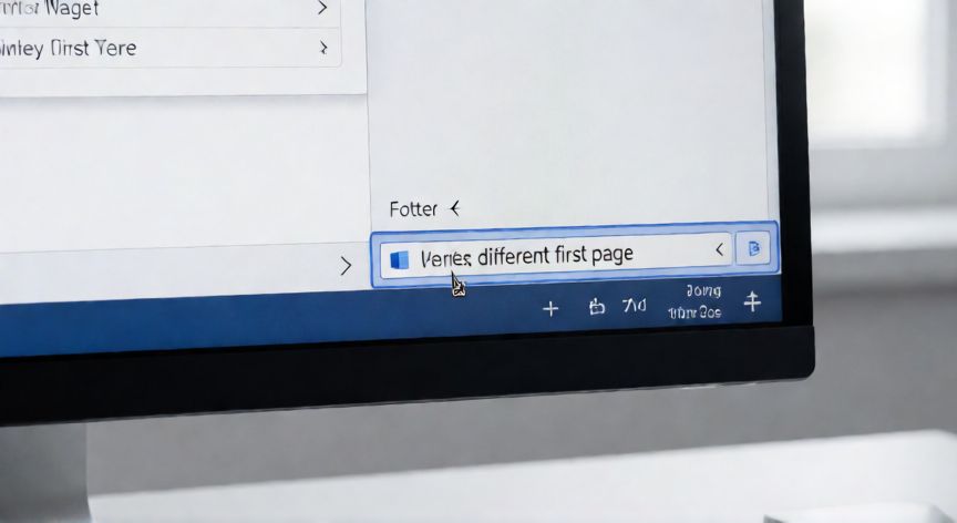 como hacer que cada pie de pagina sea diferente en word, Pantalla de Word mostrando la opción de primera página diferente en el pie de página