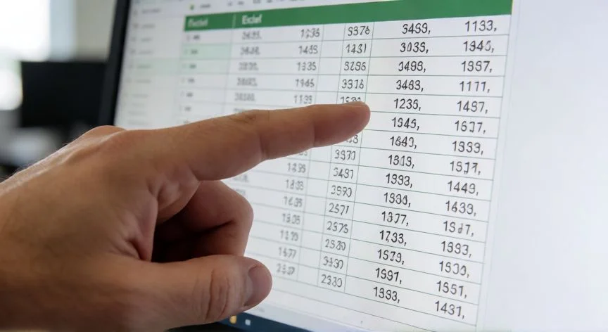 Pantalla de Excel mostrando números con puntos decimales que requieren corrección