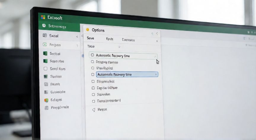 como hacer que excel guarde cada 5 minutos, Pantalla de Excel mostrando la configuración de opciones de guardado automático