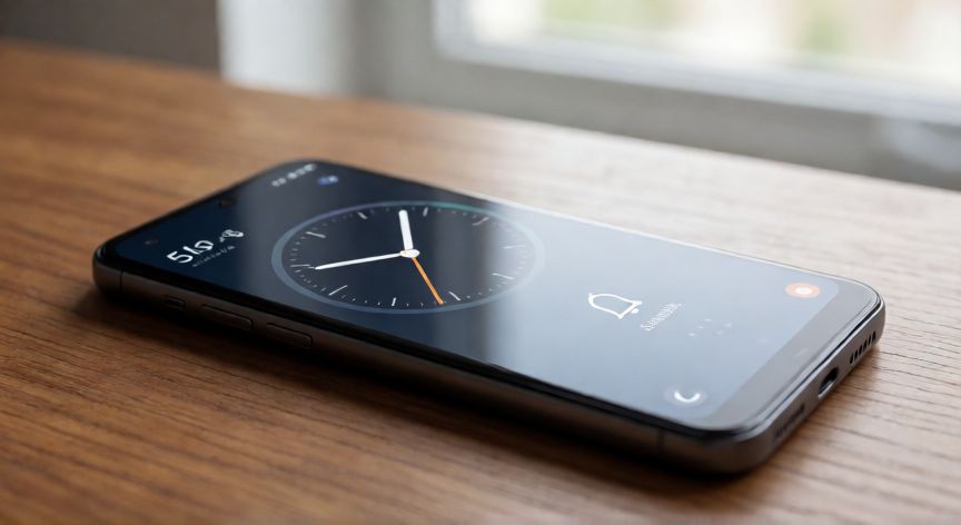 como hacer que la alarma suene cada 5 minutos, Teléfono Android con alarma programada para 5 minutos en pantalla