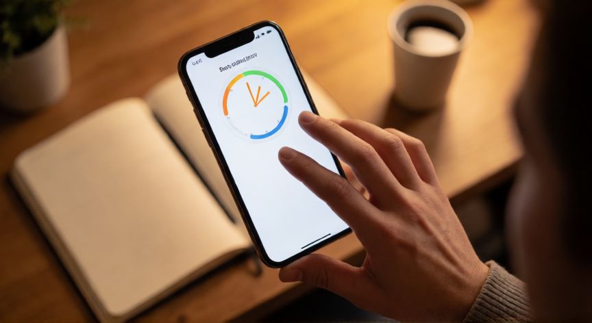 como hacer que mi alarma suene cada 10 minutos, Mano activando una alarma repetitiva en la pantalla de un teléfono móvil
