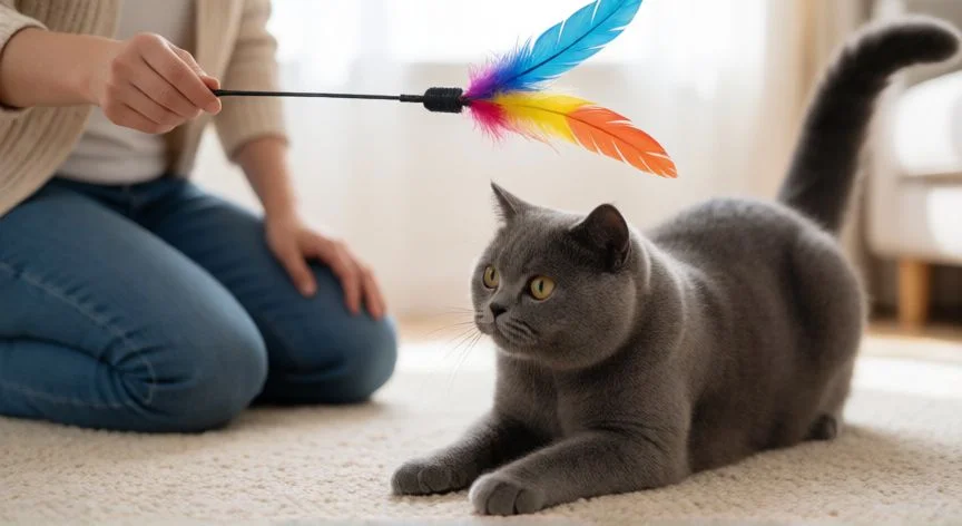 como hacer que mi nuevo gato me tenga confianza, Juego interactivo con varita para fortalecer el vínculo con el gato