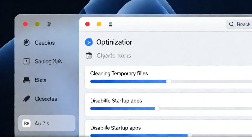 como hacer que mi ordenador vaya mas rapido, Interfaz de software de optimización limpiando archivos temporales y desactivando arranque