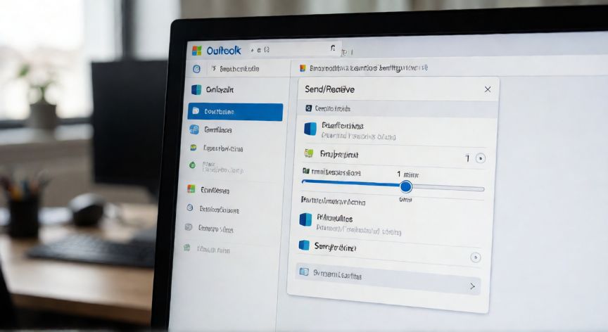 como hacer que outlook se actualice cada minuto, Configuración de envío y recepción en Microsoft Outlook ajustada a 1 minuto