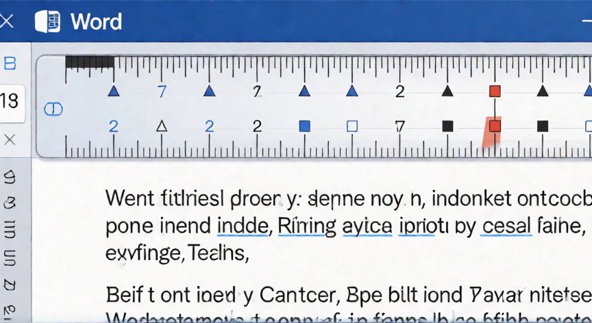 como hacer sangria en cada parrafo en word, Regla de Word con marcadores de sangría ajustados y texto indentado
