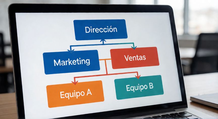 como hacer un esquema en powerpoint, Diagrama SmartArt de jerarquía en PowerPoint con organigrama de empresa en español