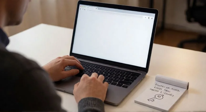 como hacer un gmail nuevo sin numero de telefono, Persona creando una cuenta de correo segura en modo privado con anotanotaciones de seguridad