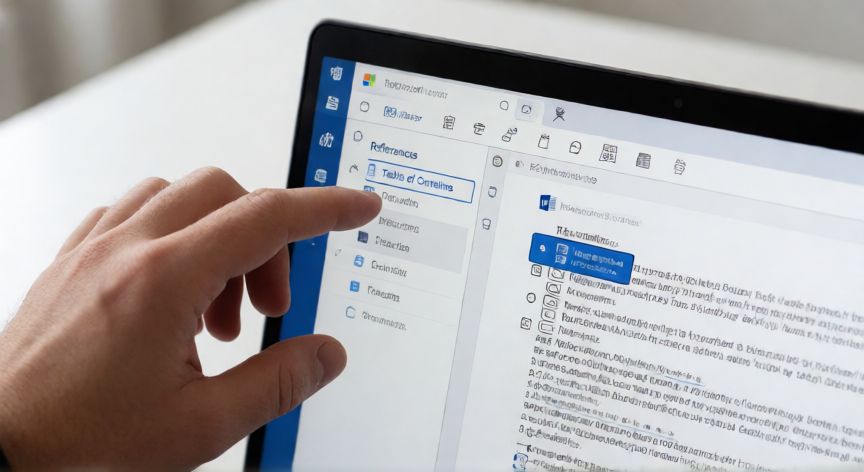 como hacer un índice en word que te lleve a la página, Pantalla de Word mostrando la pestaña Referencias con el botón Tabla de contenido seleccionado