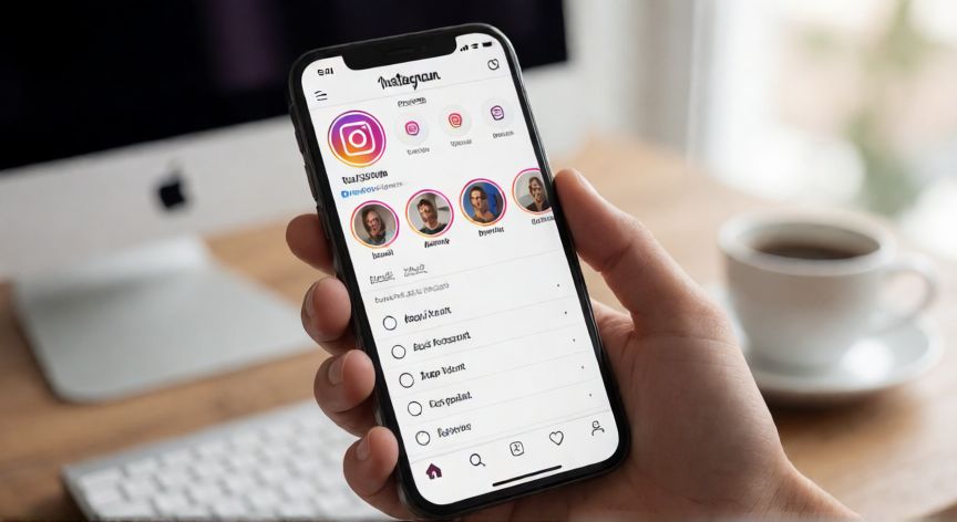 Pantalla de móvil mostrando el menú para añadir una cuenta nueva en Instagram
