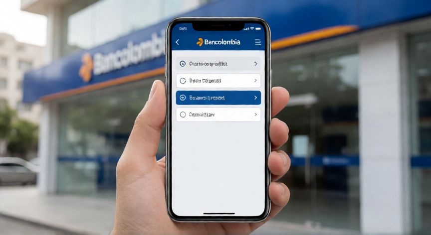 Persona usando la app de Bancolombia para crear un nuevo bolsillo