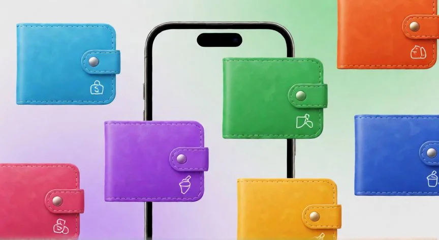 como hacer un nuevo bolsillo en bancolombia, Concepto visual de múltiples bolsillos digitales organizados en una app bancaria