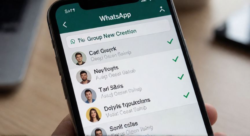 Pantalla de creación de grupo en WhatsApp sin contactos seleccionados