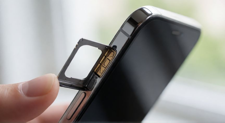 Perfil lateral de un smartphone mostrando la bandeja de la tarjeta SIM