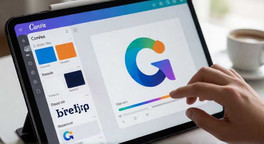 Interfaz de Canva mostrando la configuración del Kit de Marca con colores y fuentes