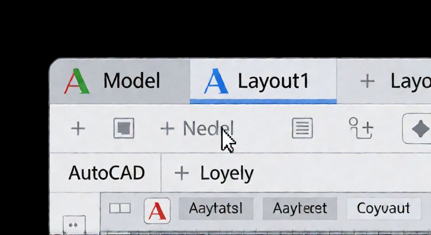 Interfaz de AutoCAD mostrando la barra de pestañas para crear layouts nuevos