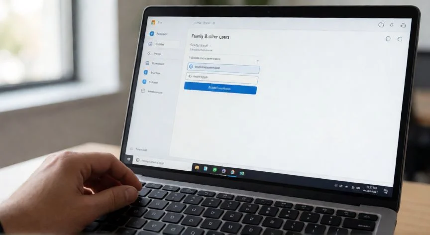 Pantalla de configuración de Windows para añadir un nuevo usuario en la sección de cuentas