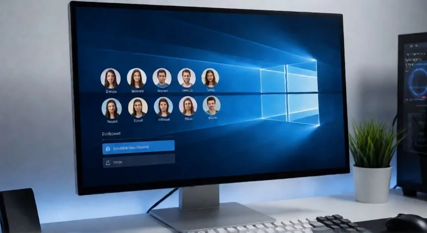 como hacer un nuevo perfil en la computadora, Pantalla de inicio de sesión de Windows mostrando la selección de diferentes perfiles de usuario