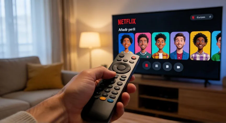Pantalla de selección de perfiles de Netflix en una televisión