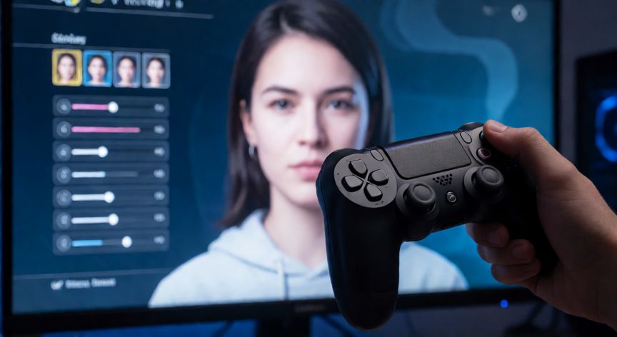 Jugador creando un nuevo personaje en GTA Online usando el mando de consola